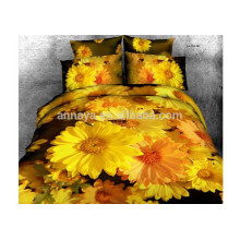 100% Baumwolle 3D Gelb Duvet Abdeckung Bettwäsche Set OEM Sonnenblume Design